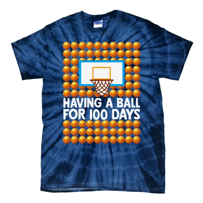 100 Days Of School Basketball 100th Day Balls Tie-Dye T-Shirt