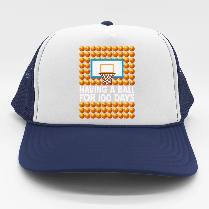 100 Days Of School Basketball 100th Day Balls Trucker Hat