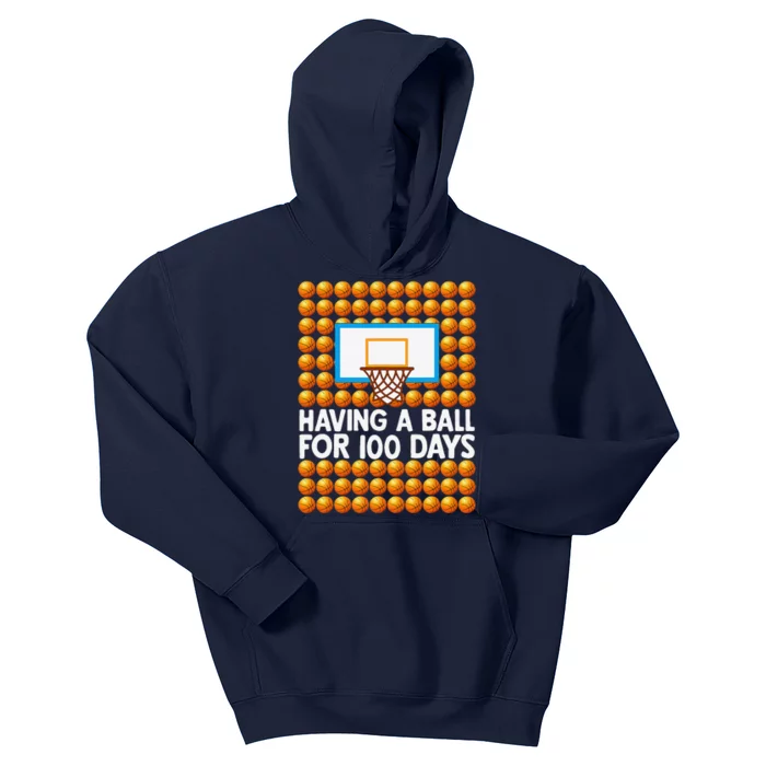 100 Days Of School Basketball 100th Day Balls Kids Hoodie