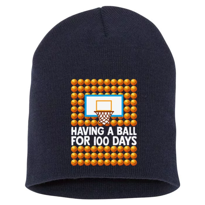 100 Days Of School Basketball 100th Day Balls Short Acrylic Beanie