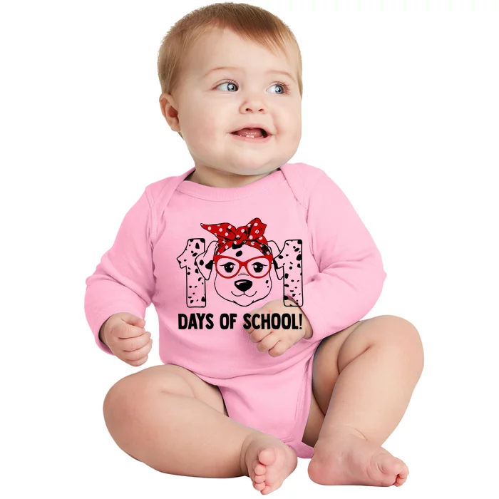 101 Days Of School Dalmatian Dog Teachers Gift Baby Long Sleeve Bodysuit