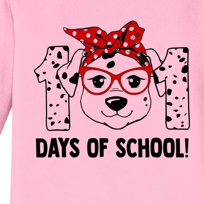 101 Days Of School Dalmatian Dog Teachers Gift Baby Long Sleeve Bodysuit