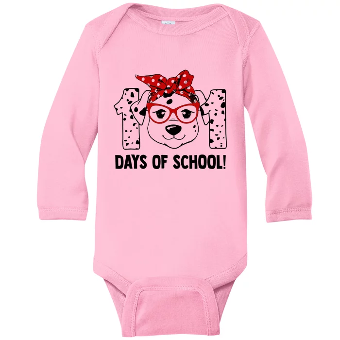 101 Days Of School Dalmatian Dog Teachers Gift Baby Long Sleeve Bodysuit