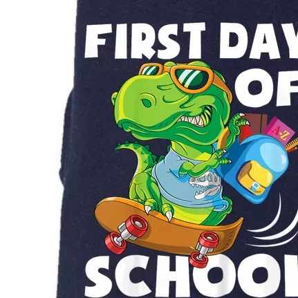 1st Day Of Kindergarten Is Gonna Be Jawsome Dinosaur Boy Doggie 3-End Fleece Hoodie