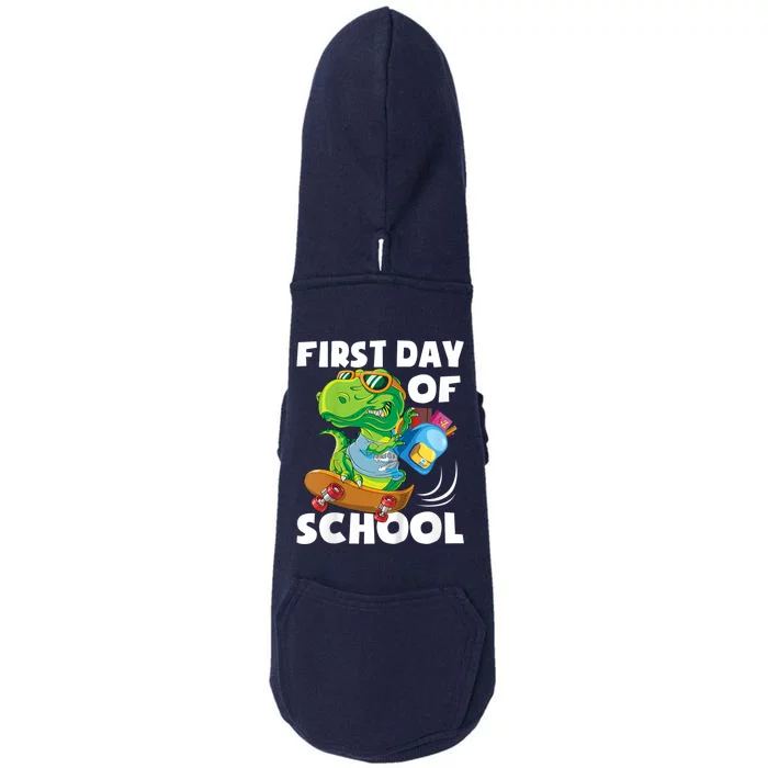 1st Day Of Kindergarten Is Gonna Be Jawsome Dinosaur Boy Doggie 3-End Fleece Hoodie