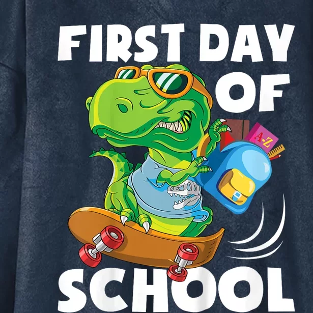 1st Day Of Kindergarten Is Gonna Be Jawsome Dinosaur Boy Hooded Wearable Blanket