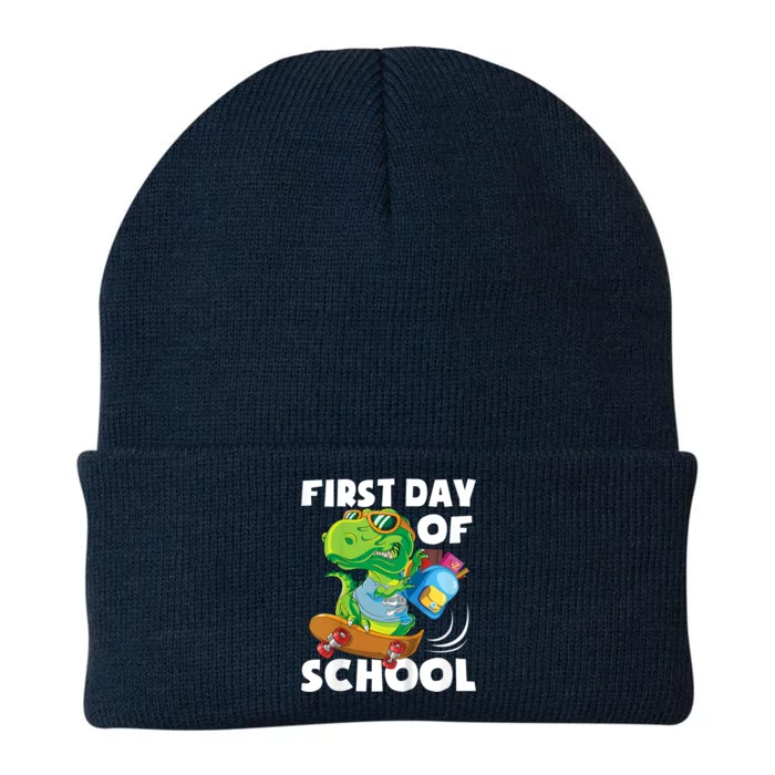 1st Day Of Kindergarten Is Gonna Be Jawsome Dinosaur Boy Knit Cap Winter Beanie