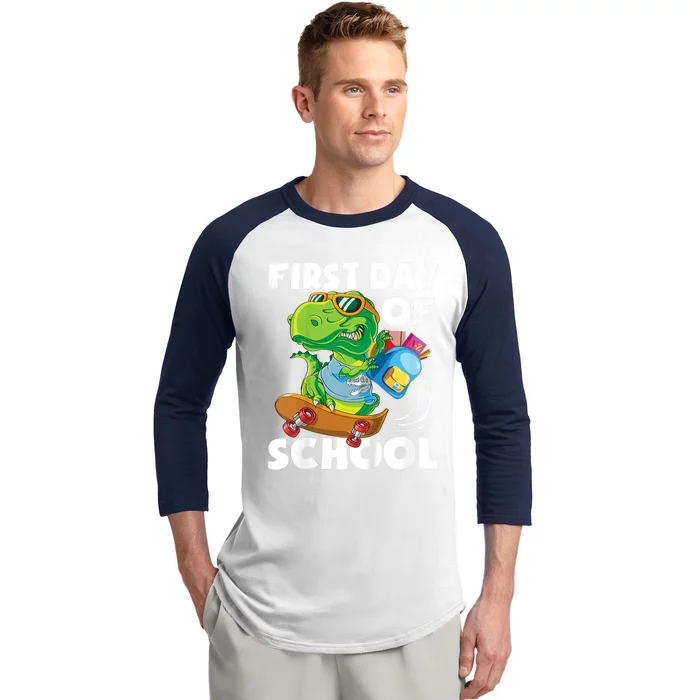 1st Day Of Kindergarten Is Gonna Be Jawsome Dinosaur Boy Baseball Sleeve Shirt