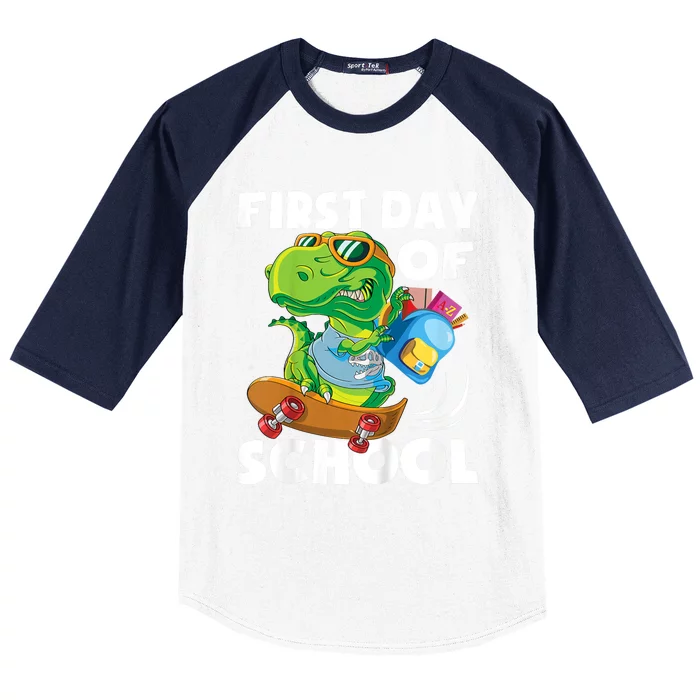 1st Day Of Kindergarten Is Gonna Be Jawsome Dinosaur Boy Baseball Sleeve Shirt