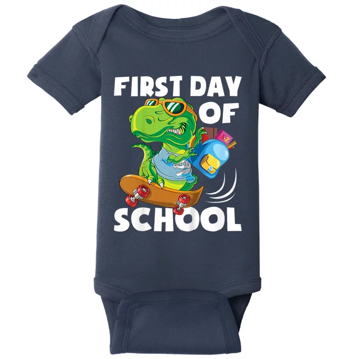 1st Day Of Kindergarten Is Gonna Be Jawsome Dinosaur Boy Baby Bodysuit