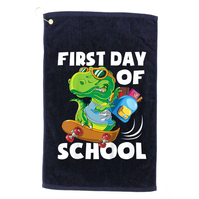 1st Day Of Kindergarten Is Gonna Be Jawsome Dinosaur Boy Platinum Collection Golf Towel