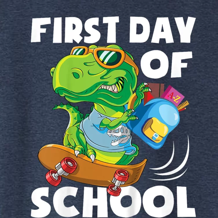 1st Day Of Kindergarten Is Gonna Be Jawsome Dinosaur Boy Women's Crop Top Tee