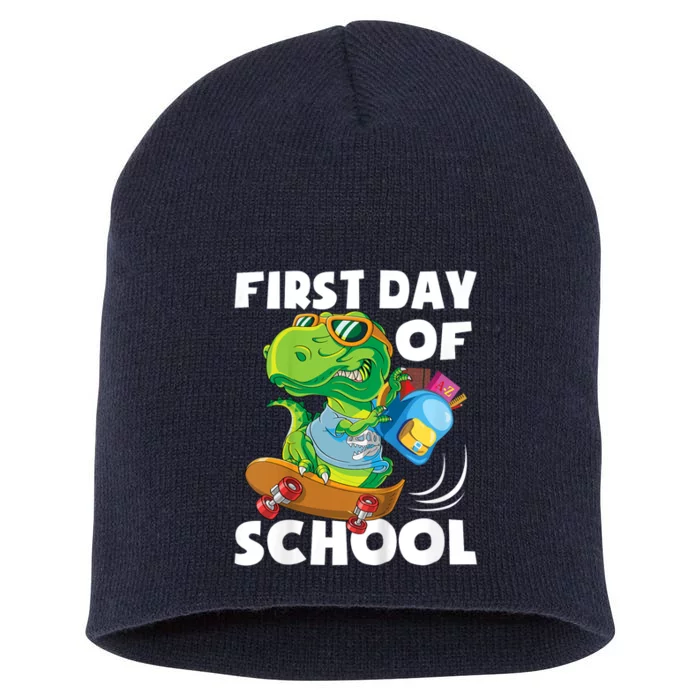 1st Day Of Kindergarten Is Gonna Be Jawsome Dinosaur Boy Short Acrylic Beanie