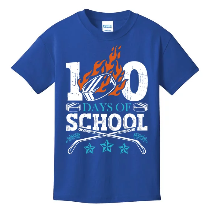 100 Days Of School Ice Hockey Game Sports Athletic Player Meaningful Gift Kids T-Shirt