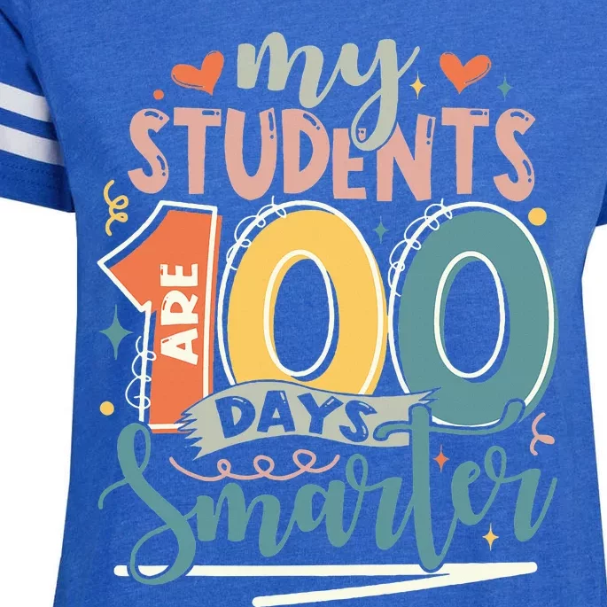 100th Day Of School My Students Are 100 Days Smarter Teacher Enza Ladies Jersey Football T-Shirt