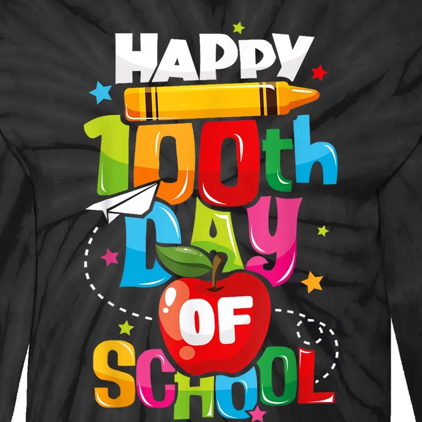 100th Day Of School Teachers Child Happy 100 Days Tie-Dye Long Sleeve Shirt