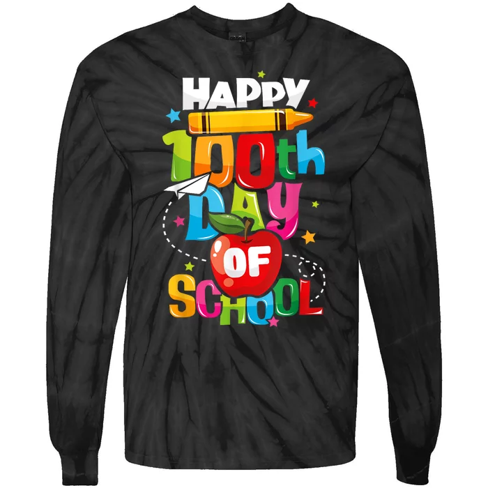 100th Day Of School Teachers Child Happy 100 Days Tie-Dye Long Sleeve Shirt