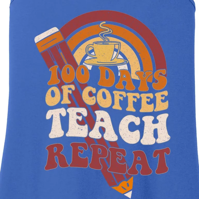 100 Days Of Coffee Teach Repeat 100th Day School Teacher Gift Ladies Essential Tank