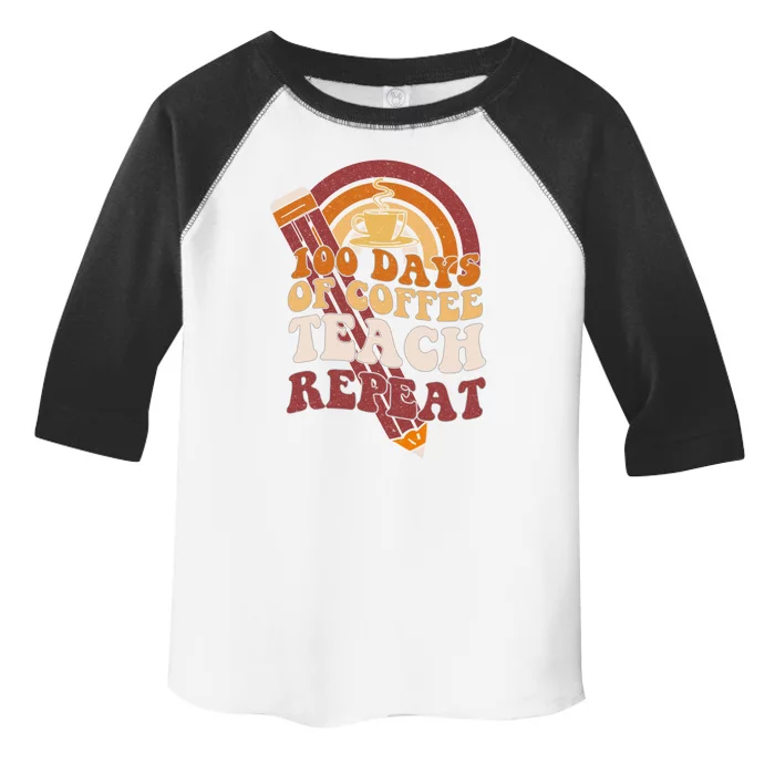 100 Days Of Coffee Teach Repeat 100th Day School Teacher Gift Toddler Fine Jersey T-Shirt