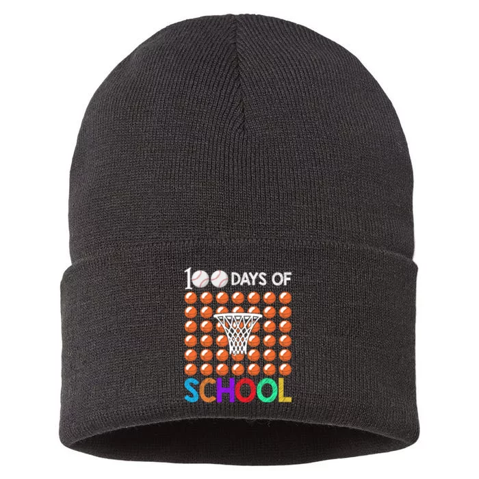 100th Day Of School Baseball 100 Days Smarter Teacher Boy Sustainable Knit Beanie