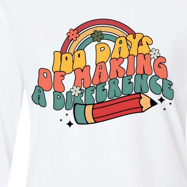 100 Days Of Making A Difference Happy 100 Days Womens Cotton Relaxed Long Sleeve T-Shirt