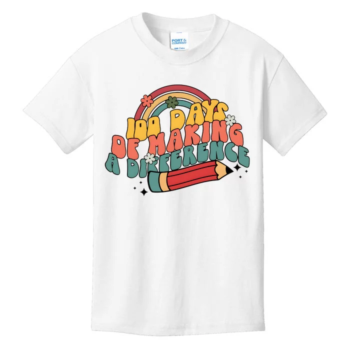 100 Days Of Making A Difference Happy 100 Days Kids T-Shirt