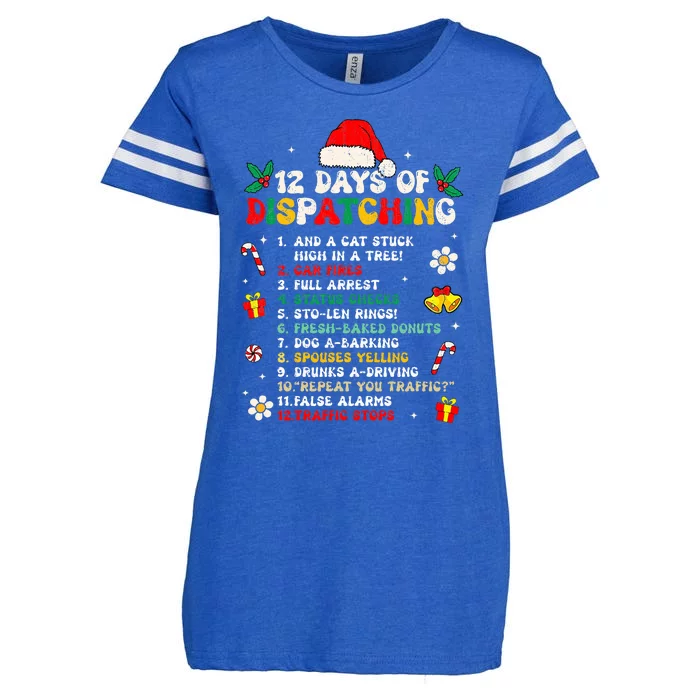 12 Days Of Dispatching Christmas Pajama Xmas Dispatcher Enza Ladies Jersey Football T-Shirt