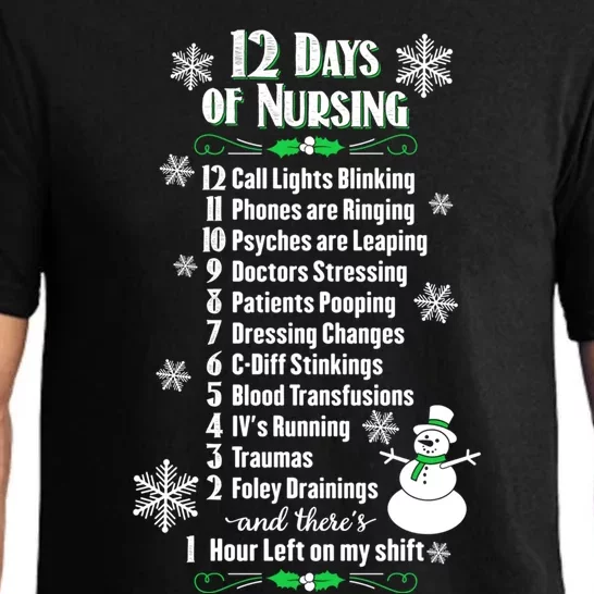 12 Days Of Nursing Funny Nurses Christmas Ugly Gift Pajama Set