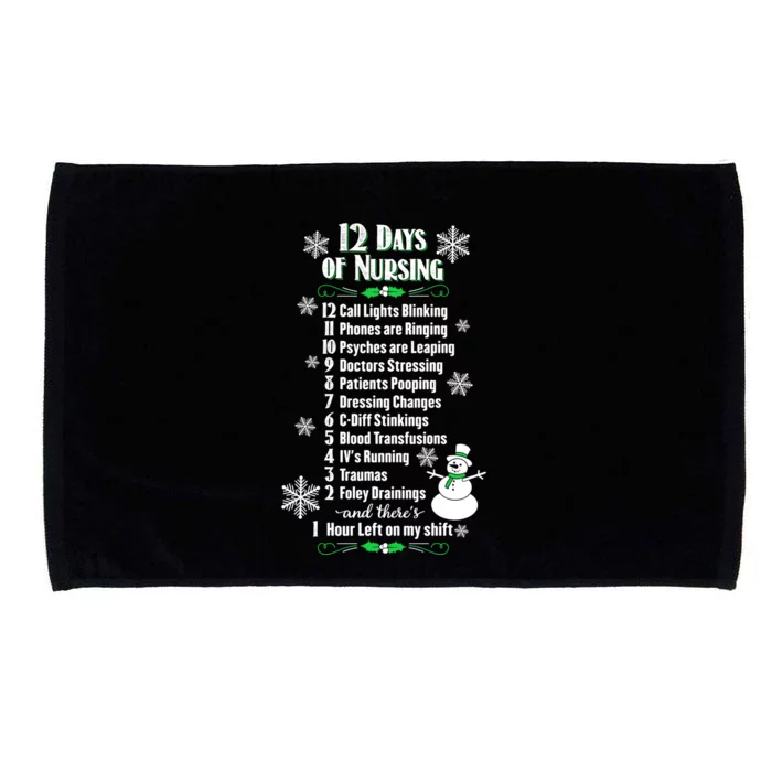 12 Days Of Nursing Funny Nurses Christmas Ugly Gift Microfiber Hand Towel