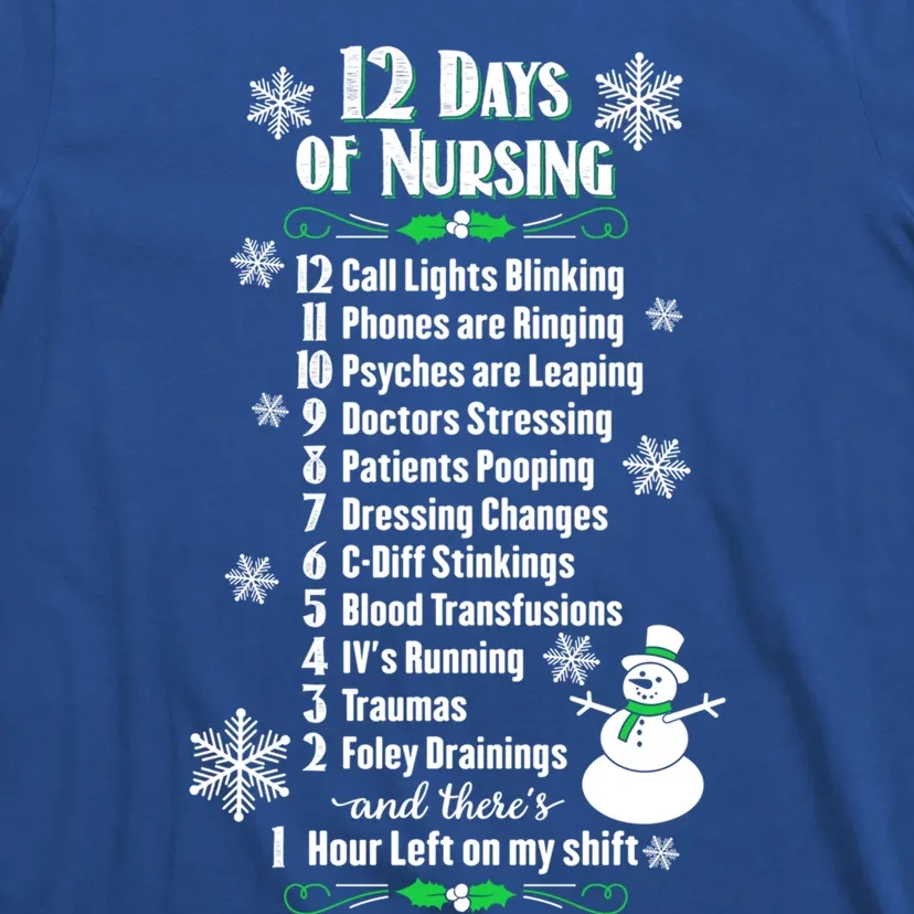 12 Days Of Nursing Funny Nurses Christmas Ugly Gift T-Shirt