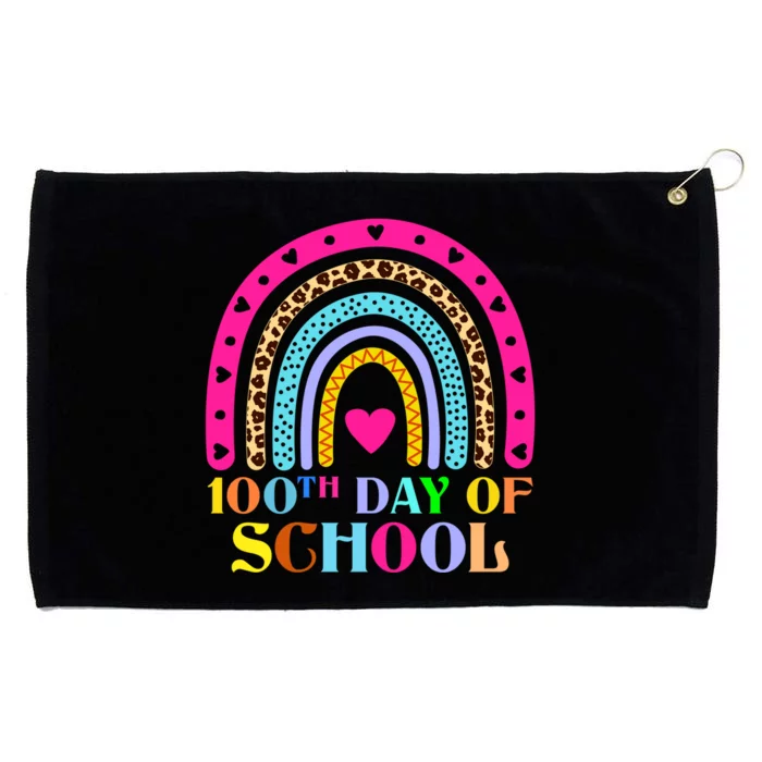 100th Day of School Teacher College 100 Days Smarter Rainbow Grommeted Golf Towel