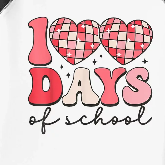 100 Days Of School Retro Disco Hearts 100th Day Of School Infant Baby Jersey Bodysuit