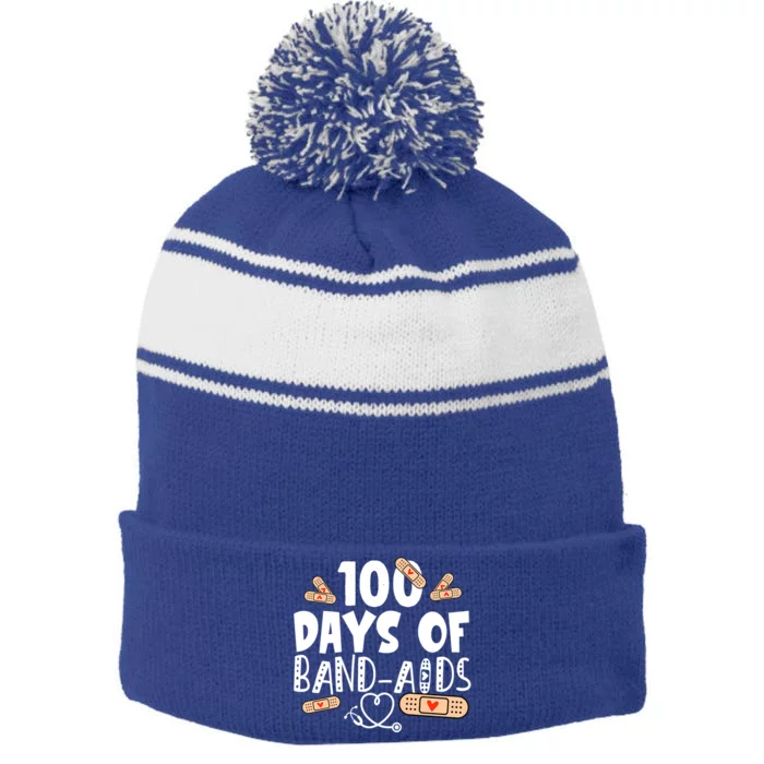 100 Days Of Bandcool Giftaids Cool Gift School Nurse 100 Days Of School Gift Stripe Pom Pom Beanie