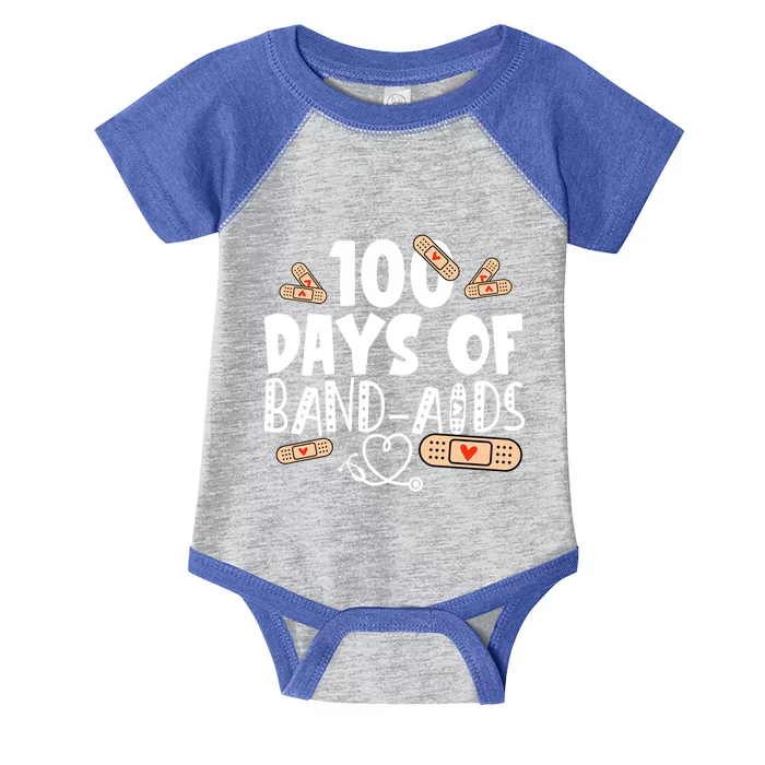 100 Days Of Bandcool Giftaids Cool Gift School Nurse 100 Days Of School Gift Infant Baby Jersey Bodysuit