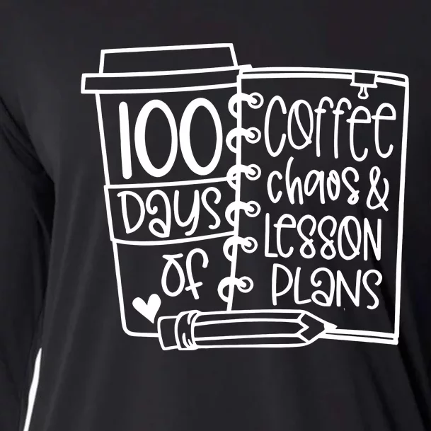 100 Days Of Coffee Chaos And Lesson Plans Cooling Performance Long Sleeve Crew