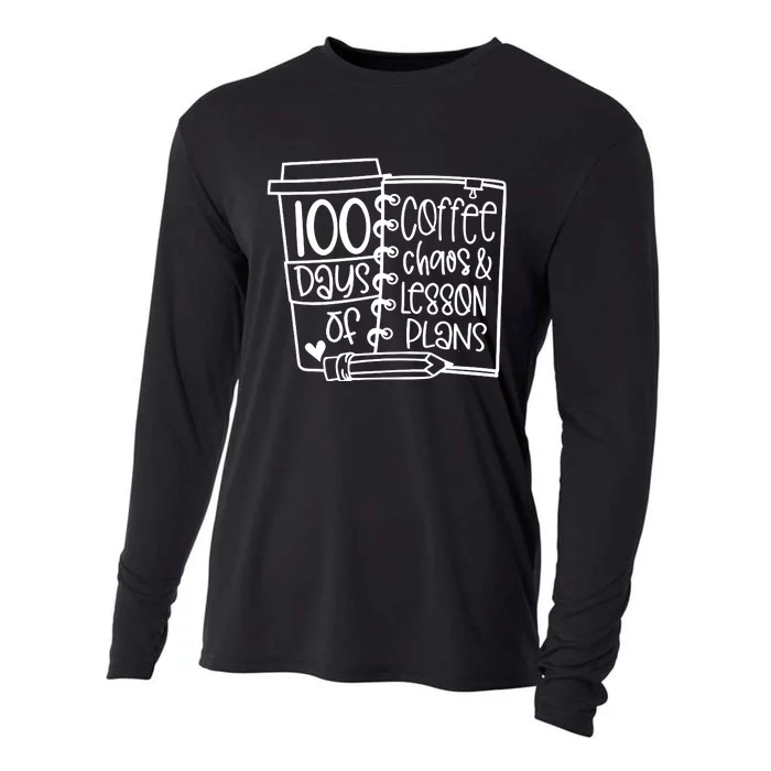 100 Days Of Coffee Chaos And Lesson Plans Cooling Performance Long Sleeve Crew