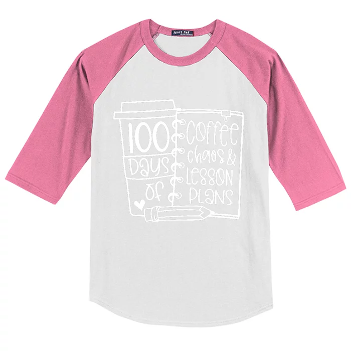 100 Days Of Coffee Chaos And Lesson Plans Kids Colorblock Raglan Jersey