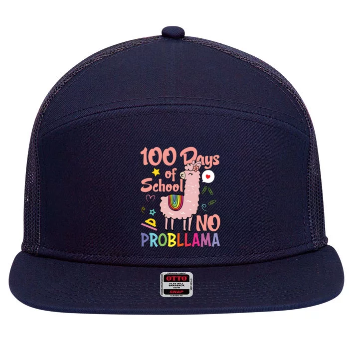 100 Days Of School No Probllama 7 Panel Mesh Trucker Snapback Hat