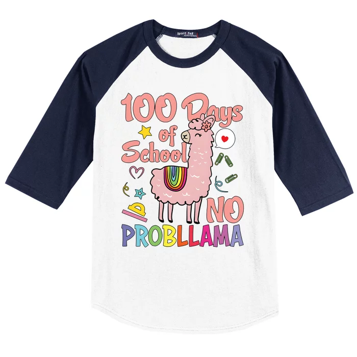 100 Days Of School No Probllama Baseball Sleeve Shirt