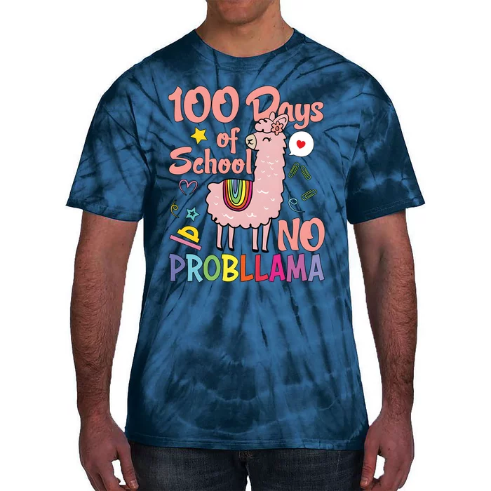 100 Days Of School No Probllama Tie-Dye T-Shirt