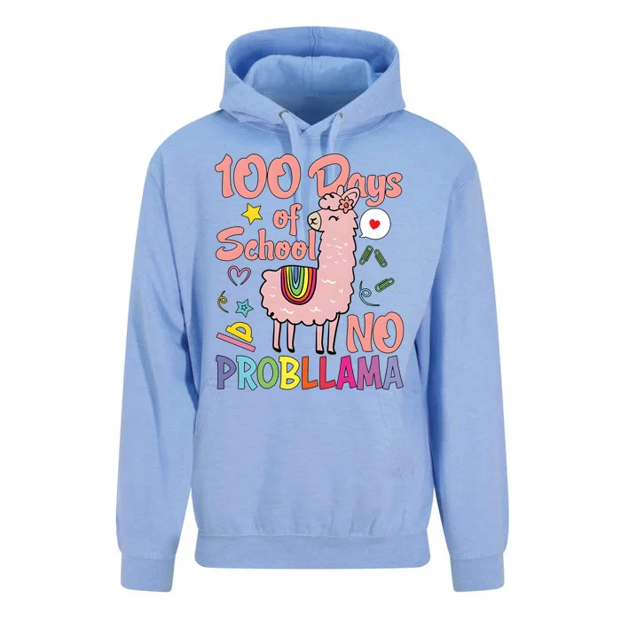 100 Days Of School No Probllama Unisex Surf Hoodie