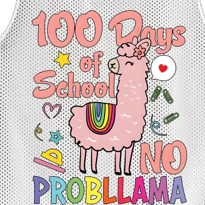 100 Days Of School No Probllama Mesh Reversible Basketball Jersey Tank