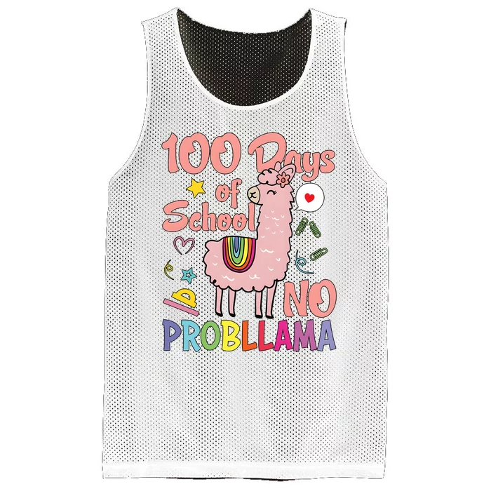 100 Days Of School No Probllama Mesh Reversible Basketball Jersey Tank