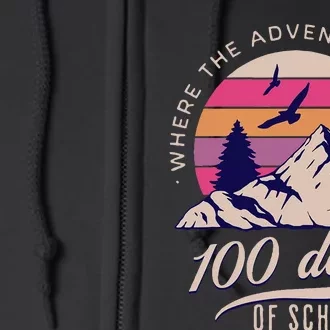 100 Days Of School Retro Outdoor Teacher 100th Day Of School Full Zip Hoodie