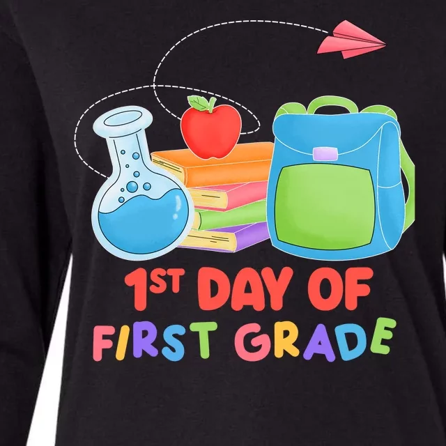 1st Day Of First Grade Cute Back To School Womens Cotton Relaxed Long Sleeve T-Shirt