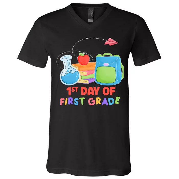 1st Day Of First Grade Cute Back To School V-Neck T-Shirt