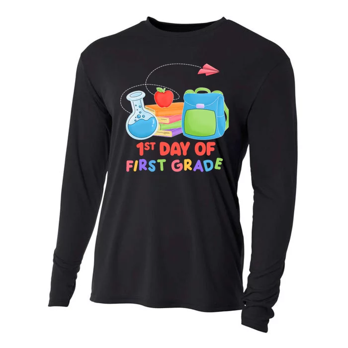 1st Day Of First Grade Cute Back To School Cooling Performance Long Sleeve Crew