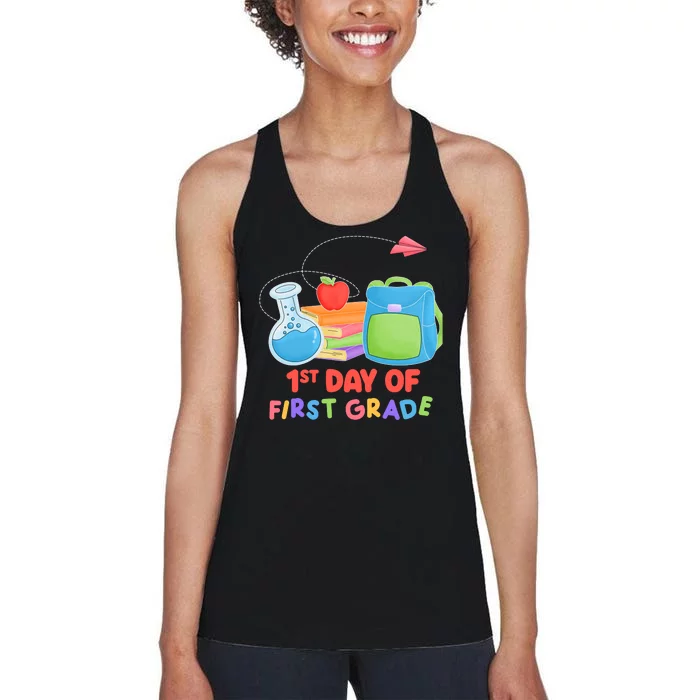 1st Day Of First Grade Cute Back To School Women's Racerback Tank