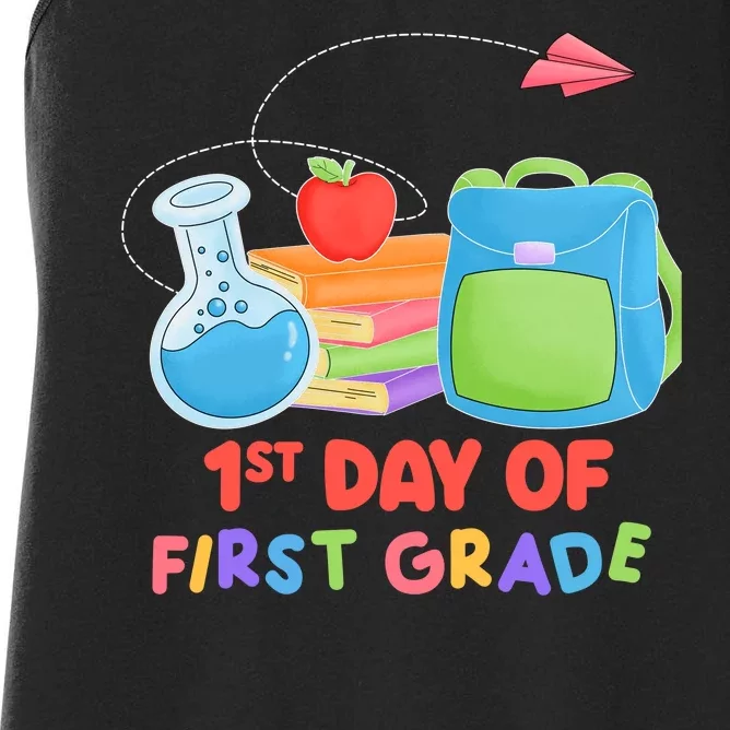 1st Day Of First Grade Cute Back To School Women's Racerback Tank