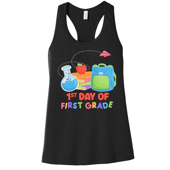 1st Day Of First Grade Cute Back To School Women's Racerback Tank